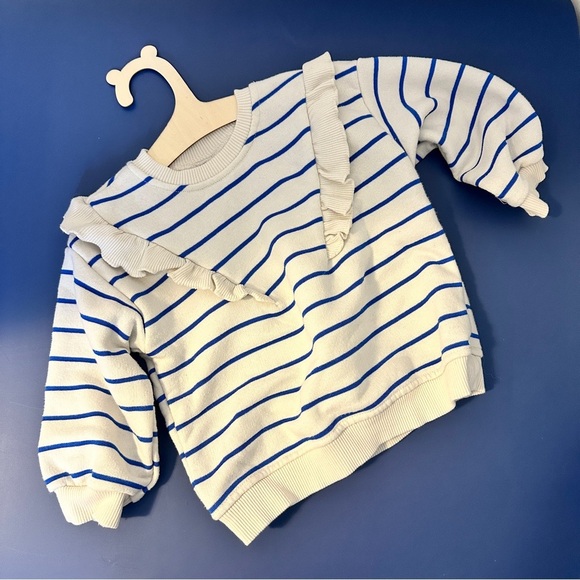 [KID] ZARA Toddler Sweater 9-12M Stripe Ruffle Pullover - Picture 4 of 8